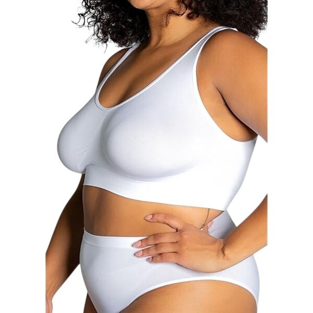 Rhonda Shear The Original Ahh Bra Size Large White Stretch Nylon Blend Intimate